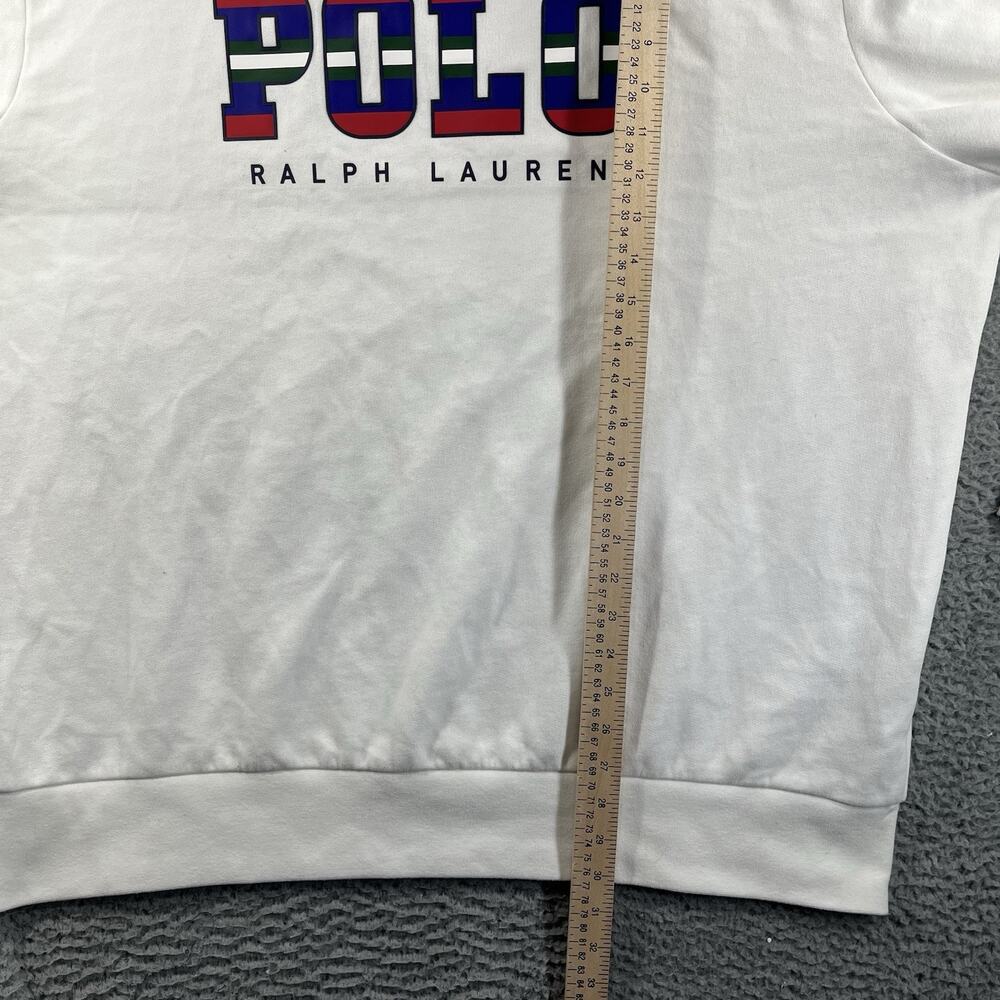 Polo Ralph Lauren Sweatshirt Mens XXL White Multi Color Block Logo Fleece Crew - Picture 11 of 13
